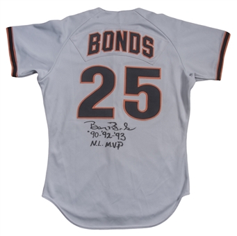 1996 Barry Bonds Game Used and Signed San Francisco Giants Road Jersey-Given to Barry Larkin (Larkin LOA & JSA)